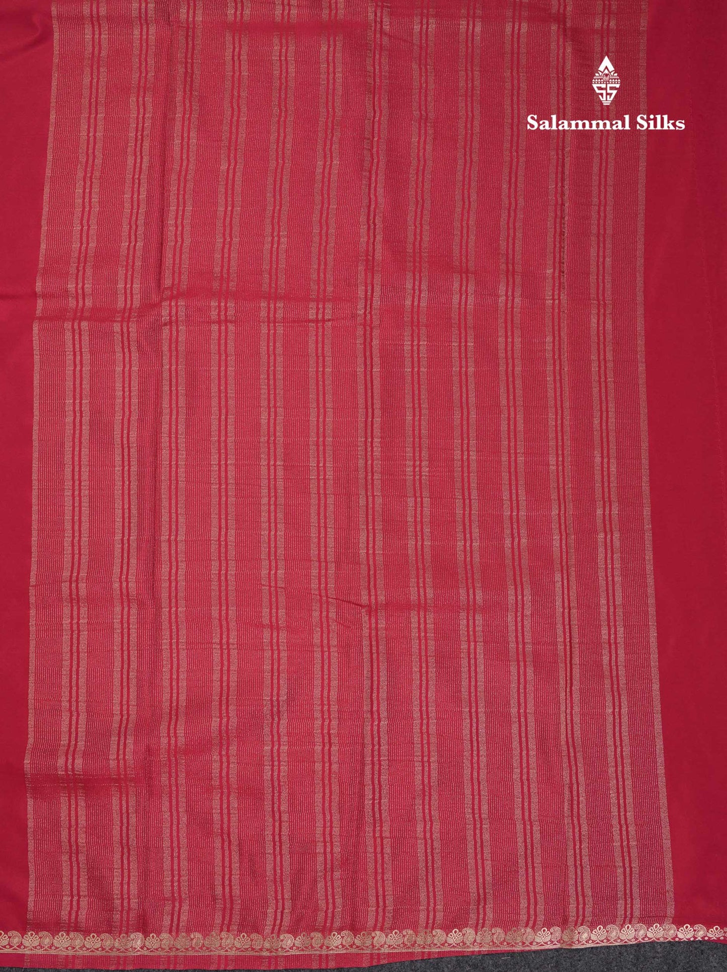 Beautiful Chilly Red Plain Semi Mysore Silk Saree With Small Traditional Zari Border