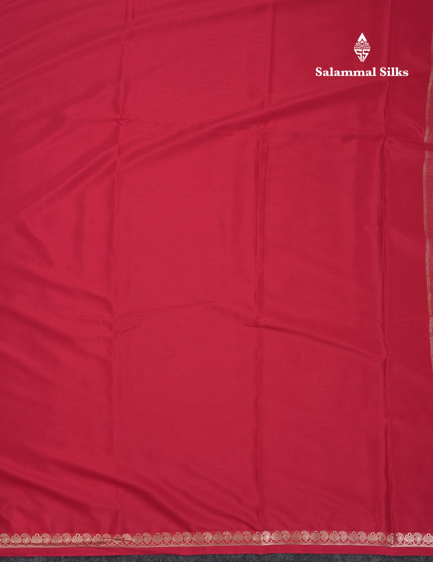 Beautiful Chilly Red Plain Semi Mysore Silk Saree With Small Traditional Zari Border