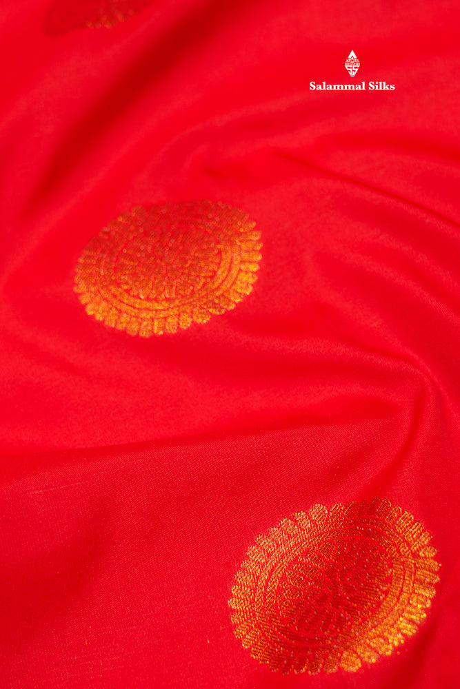 Red Colour Semi Silk Saree With Copper Zari Border