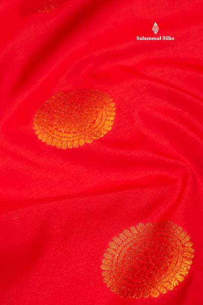 Red Colour Semi Silk Saree With Copper Zari Border