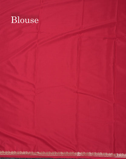 Beautiful Chilly Red Plain Semi Mysore Silk Saree With Small Traditional Zari Border