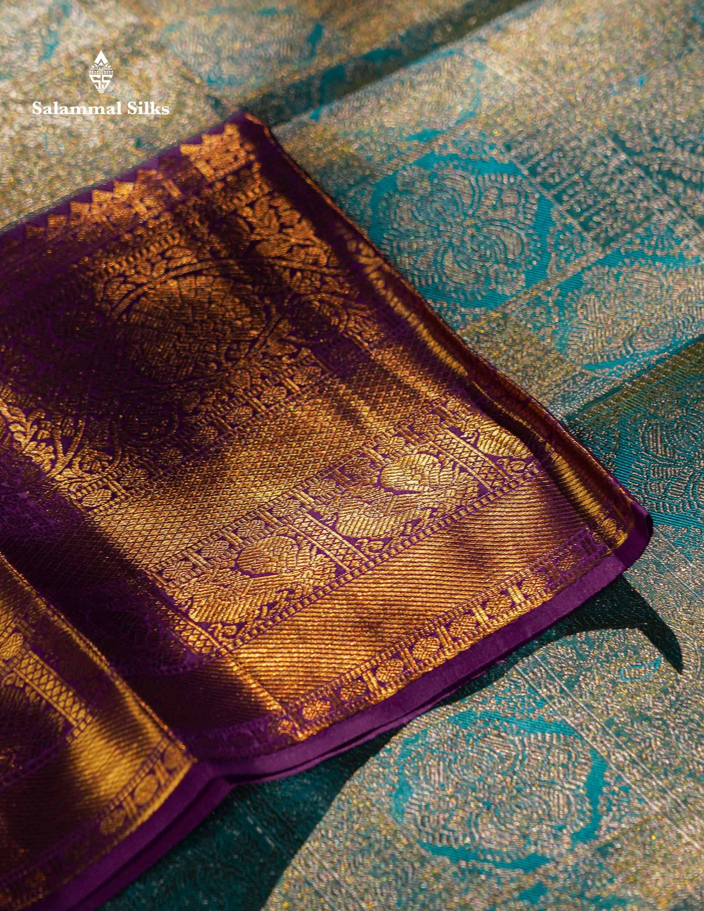 Beautiful Light Blue Tissue Bridal Pure Kanjivaram Silk Saree With Contrast Dark Purple Traditional Evening Morning Border