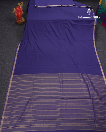 Beautiful Half White Plain Semi Mysore Silk Saree With Small Traditional Zari Border