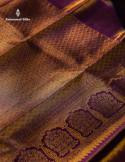 Beautiful Light Blue Tissue Bridal Pure Kanjivaram Silk Saree With Contrast Dark Purple Traditional Evening Morning Border