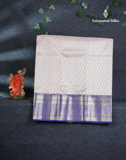 Semi Silk Pattu Pavadai (Light Peach) With Contrast Violet Blouse 44"