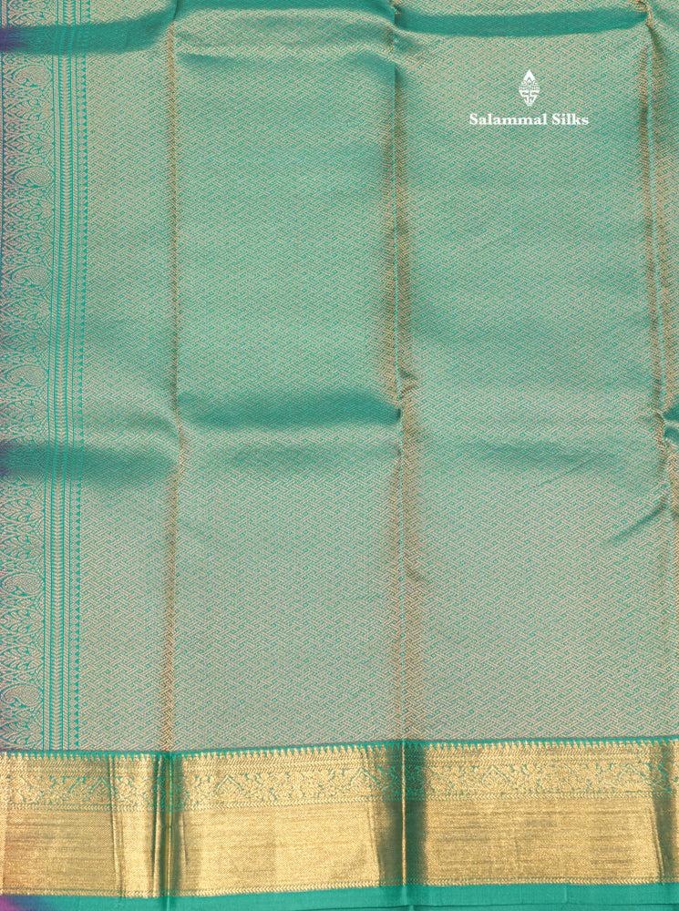 Violet Colour Pure Kanjivaram Silk Saree With Gold Zari Border