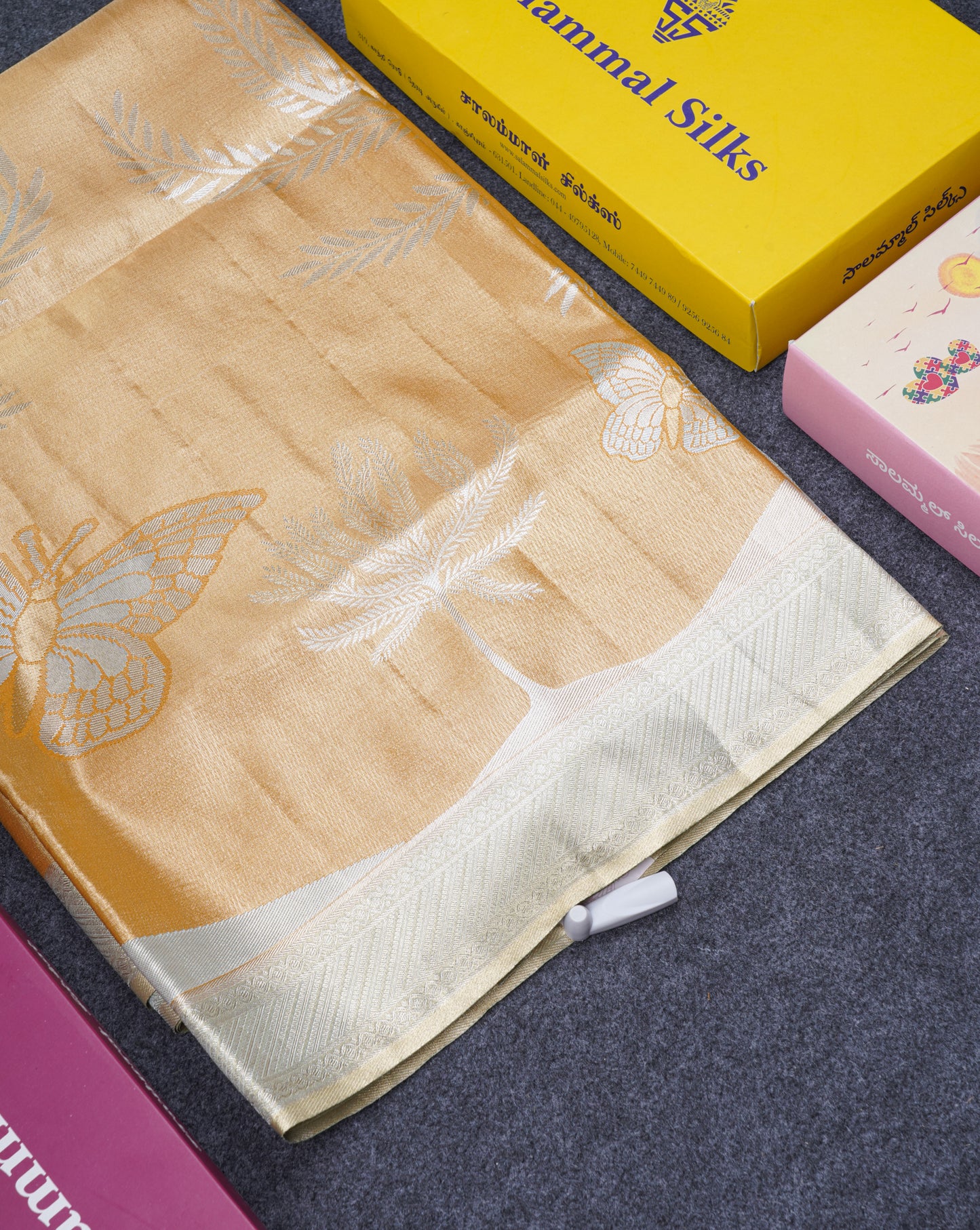 Gold Bridal Semi Silk Saree With Contrast Pista Green Blouse