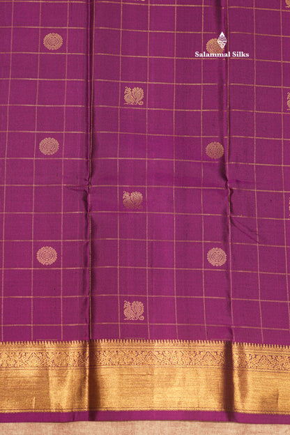 Violet Colour Pure Kanjivaram Silk Saree With Gold Zari Border