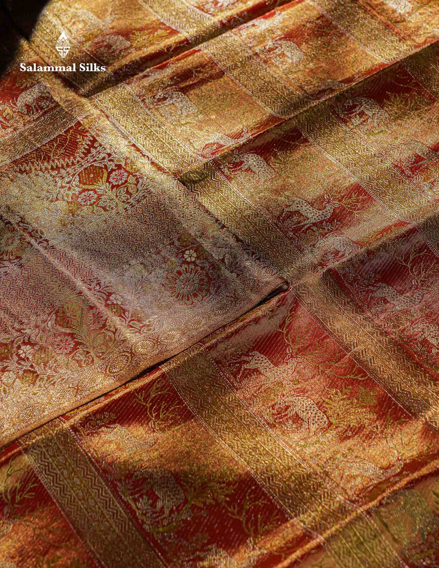 Beautiful Light Orange Tissue Bridal Menakari Work Pure Kanjivaram Silk Saree With Fancy Border