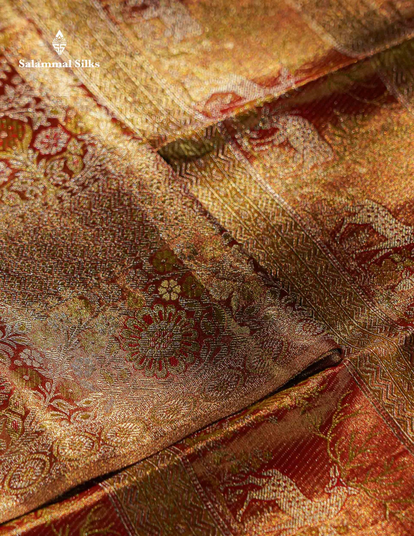 Beautiful Light Orange Tissue Bridal Menakari Work Pure Kanjivaram Silk Saree With Fancy Border
