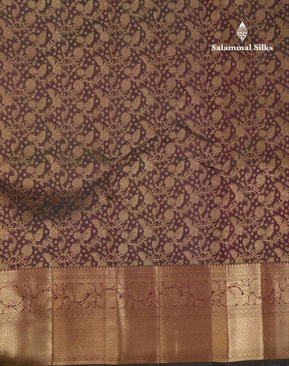 Beautiful Dual Tone Green Bridal Pure Kanjivaram Silk Saree With Traditional Border