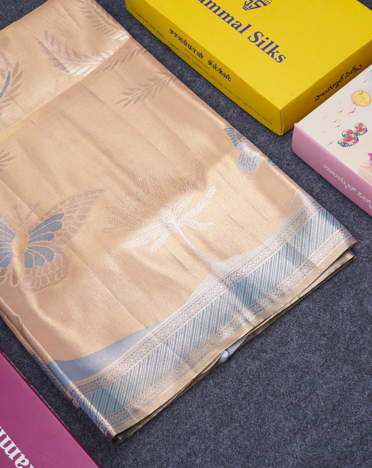 Gold Bridal Semi Silk Saree With Contrast Pista Green Blouse