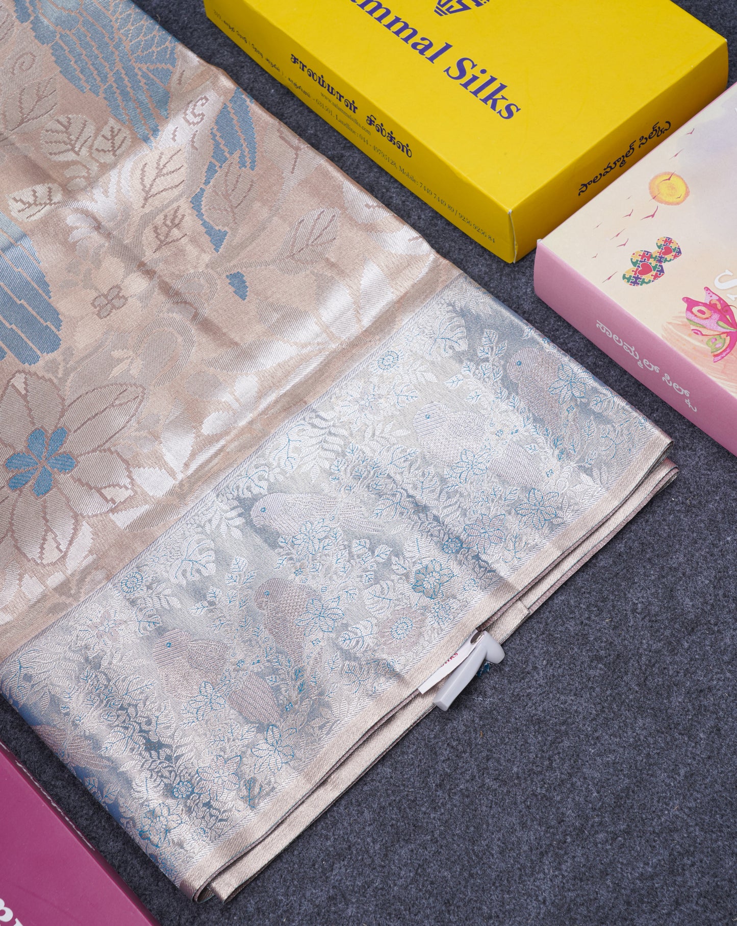 Light Chocolate Bridal Semi Silk Saree With Contrast Light Green Evening Morning Border