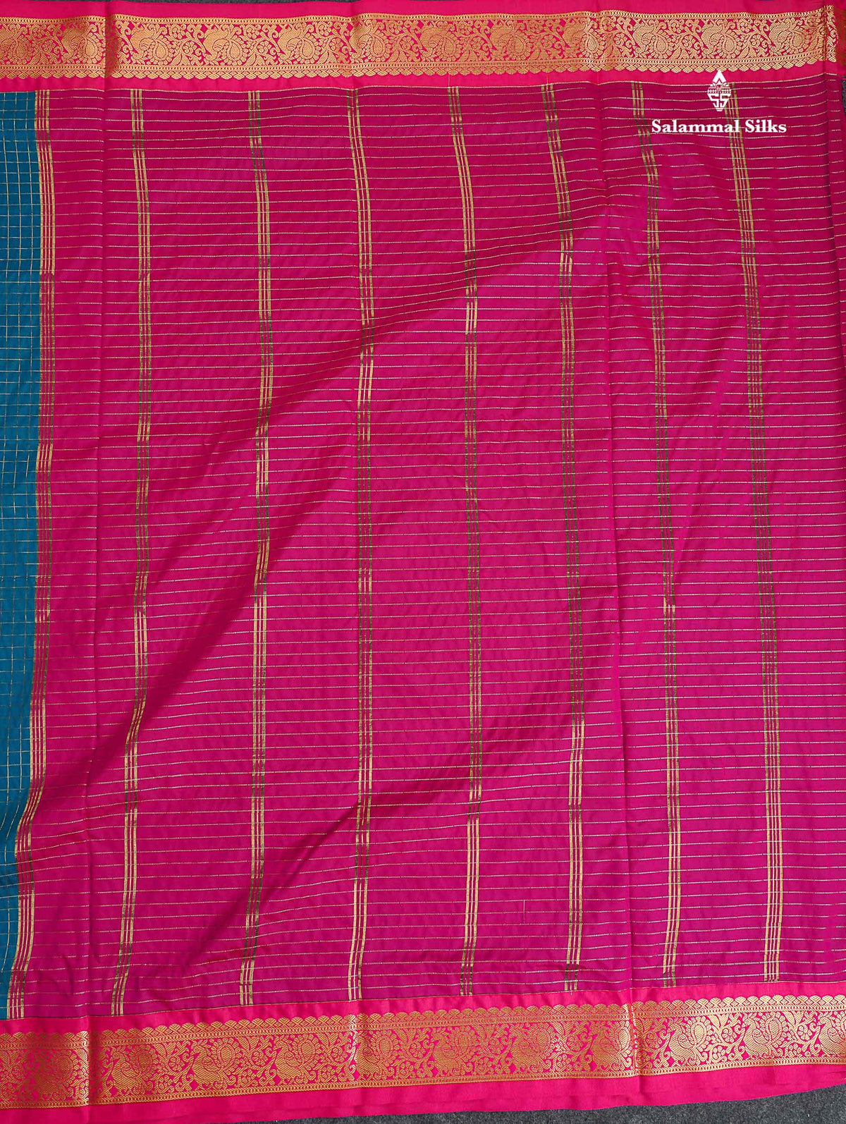 Semi Silk Saree - Brinjal Colour Body Checks With Contrast Pink Border | 9.5 Yards