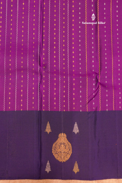 Vadamalli Pure Kanjivaram Silk Saree With Navy Blue Border