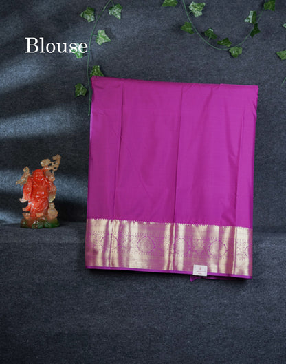 Semi Silk Pattu Pavadai ( Dark Elaichi Green ) With Violet Blouse  44"