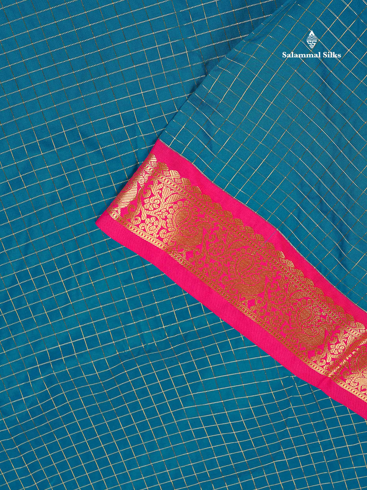 Semi Silk Saree - Brinjal Colour Body Checks With Contrast Pink Border | 9.5 Yards