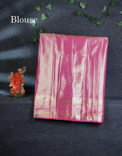 Semi Silk Pattu Pavadai Tissue (Mustard Yellow) With Contrast Magenta Pink Blouse 45"
