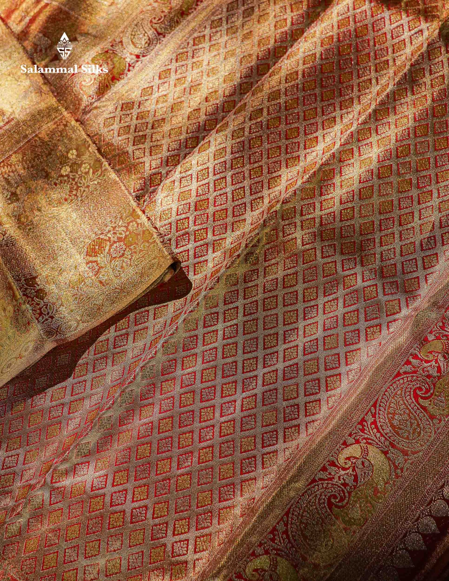 Beautiful Light Orange Tissue Bridal Menakari Work Pure Kanjivaram Silk Saree With Fancy Border