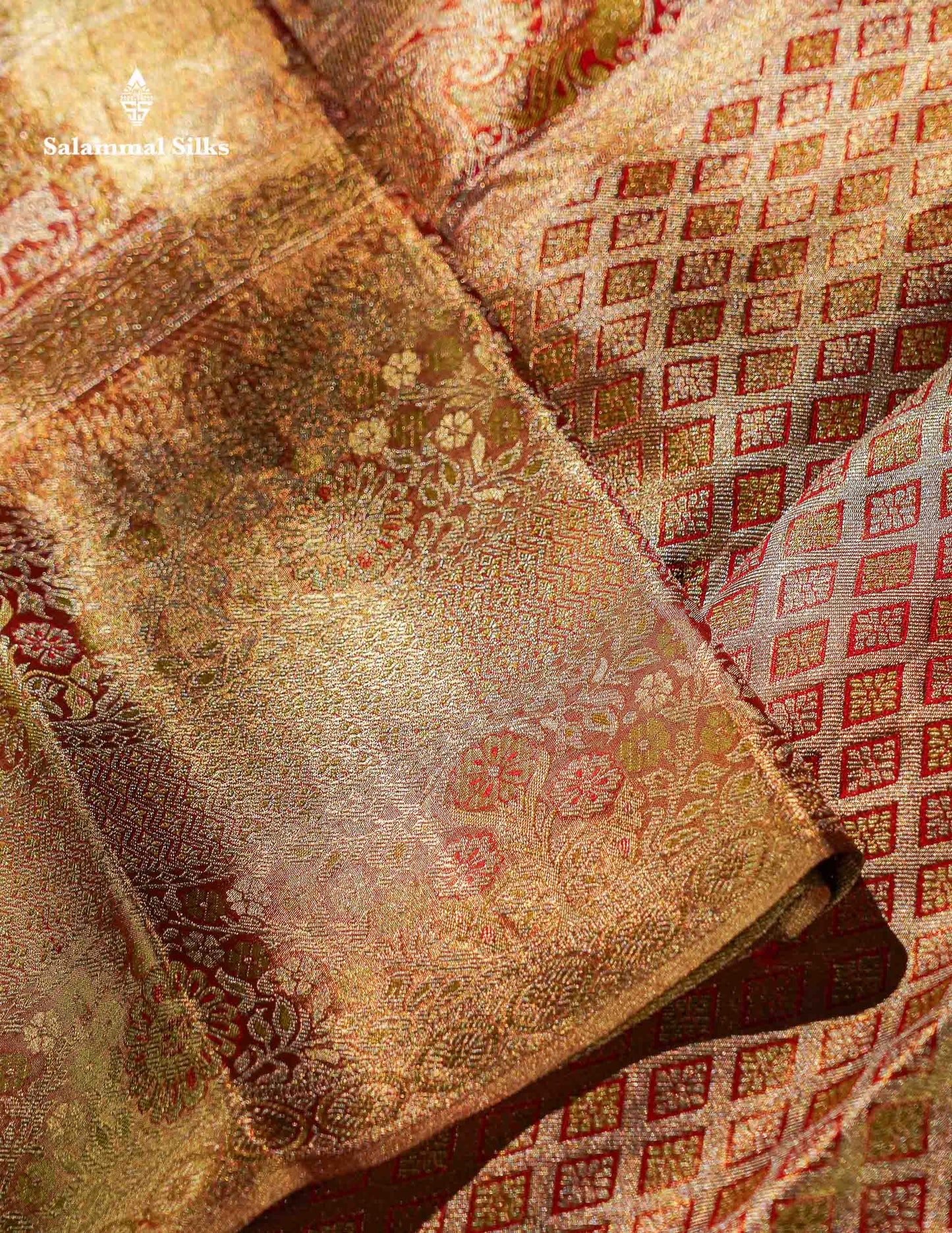 Beautiful Light Orange Tissue Bridal Menakari Work Pure Kanjivaram Silk Saree With Fancy Border
