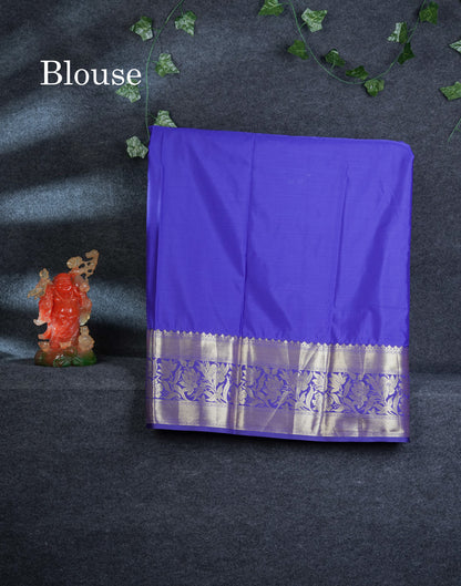 Semi Silk Pattu Pavadai (Green) With Royal Blue Blouse 44"