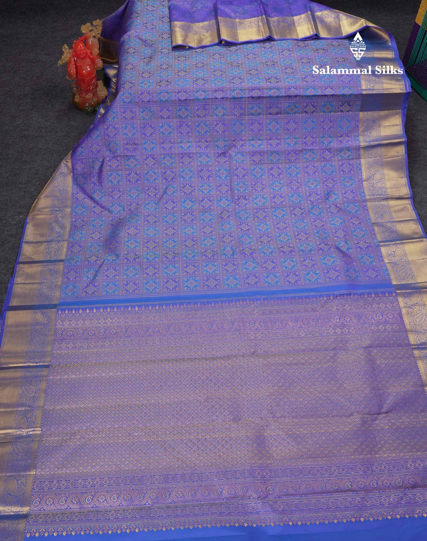 Beautiful Royal Blue Meenakari Work Bridal Pure Kanjivaram Silk Saree With Traditional Border