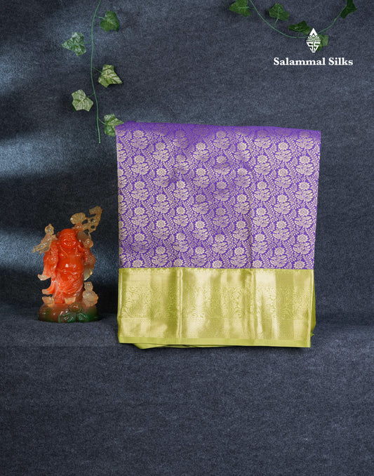 Semi Silk Pattu Pavadai (Violet) with Contrast Parrot Green Blouse 27"