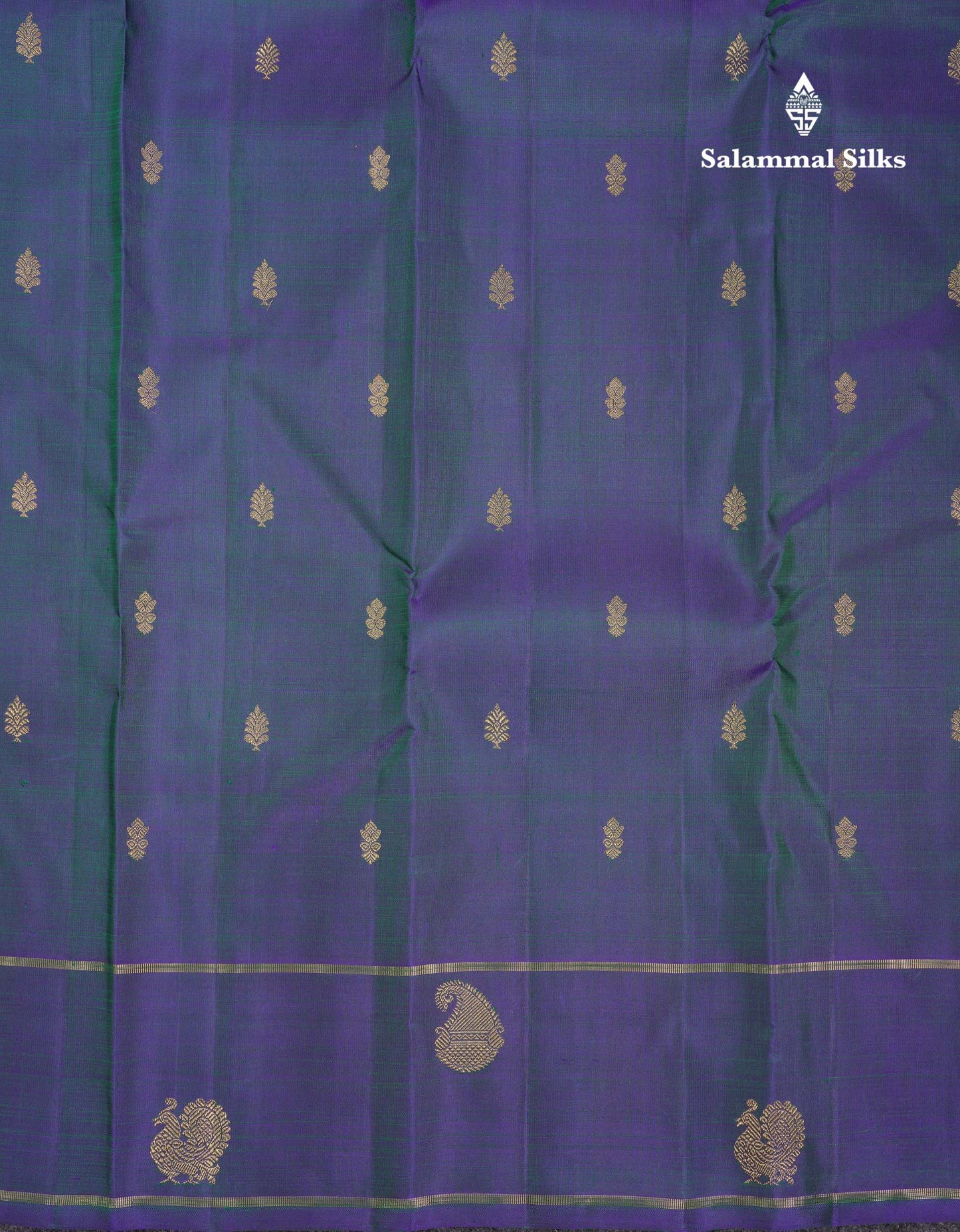 Beautiful Peacock Blue Pure Kanjivaram Silk Saree With Pure Zari Traditional Border