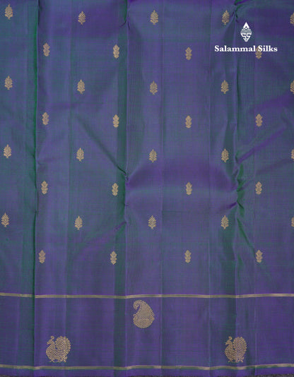 Beautiful Peacock Blue Pure Kanjivaram Silk Saree With Pure Zari Traditional Border