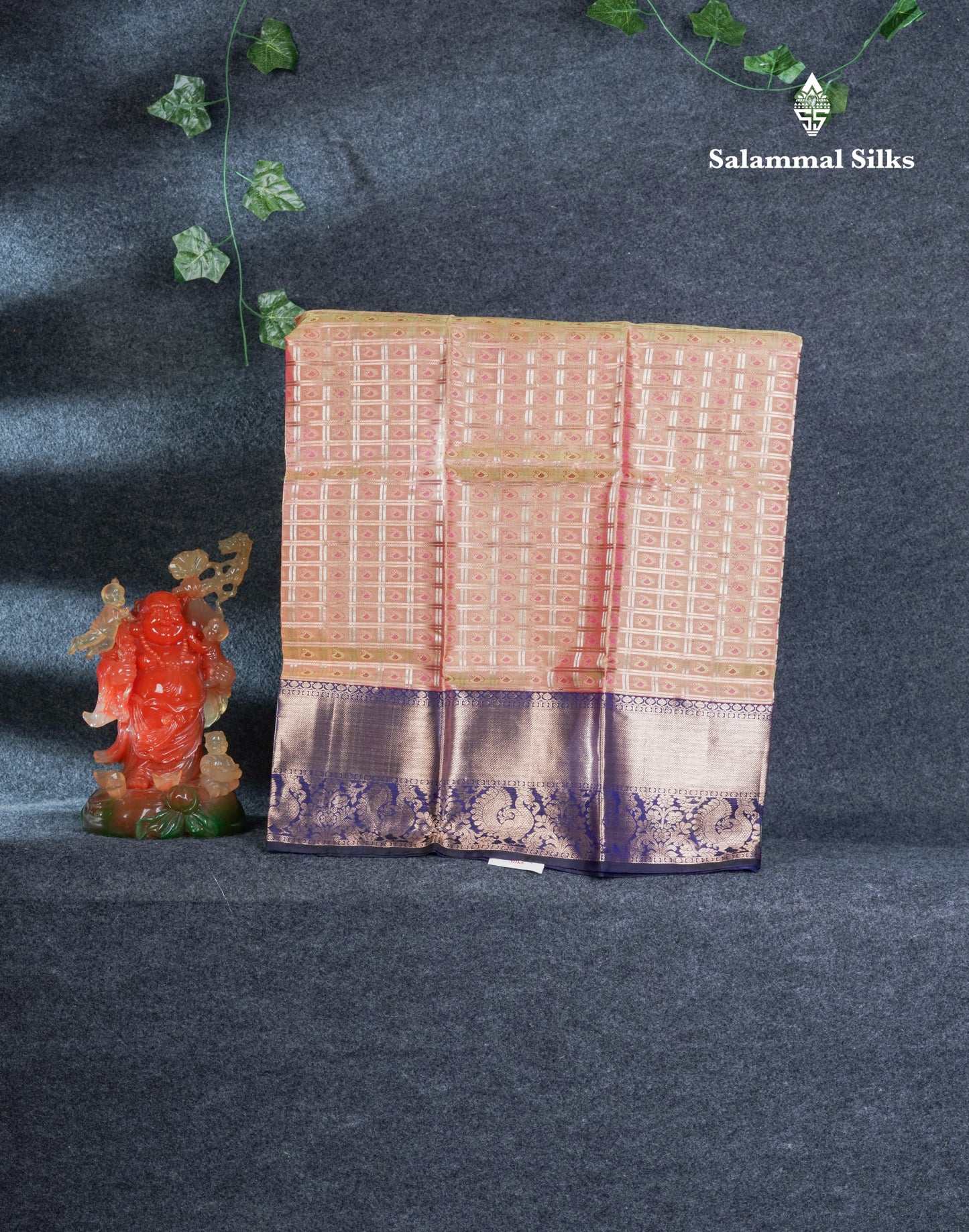 Pure Silk Pattu Pavadai (Gold Colour) With Navy Blue Blouse 27"