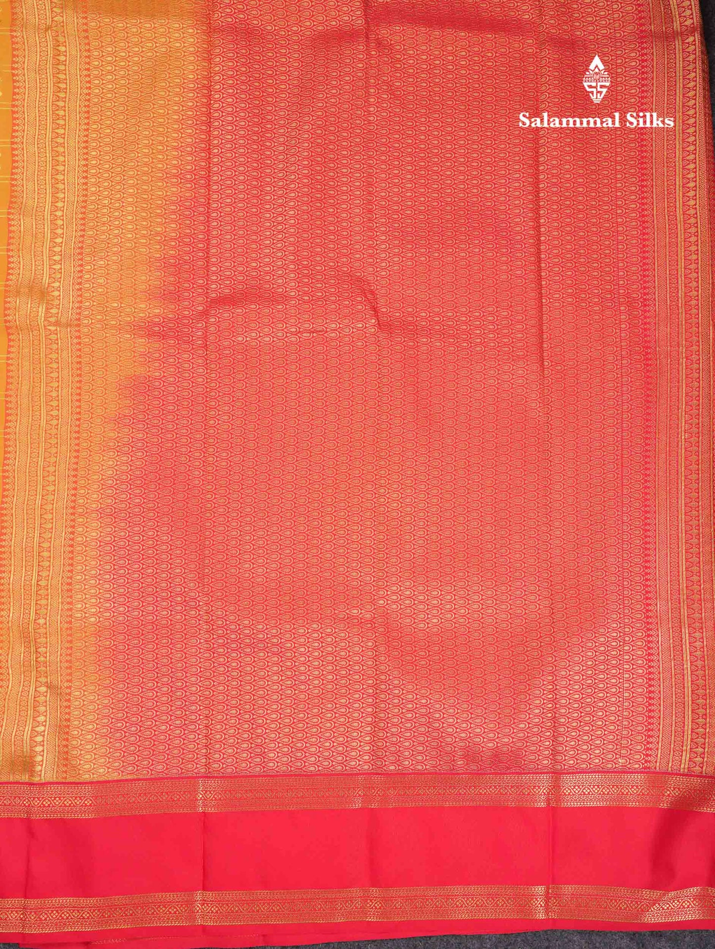 Beautiful Mango Yellow Checks And Buttas Semi Silk Saree With Red Traditional Double Border