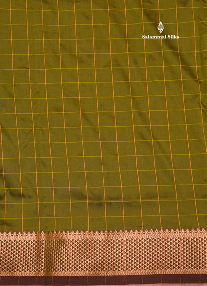 9 Yards Semi Silk Saree Green Colour with Gold Zari Border