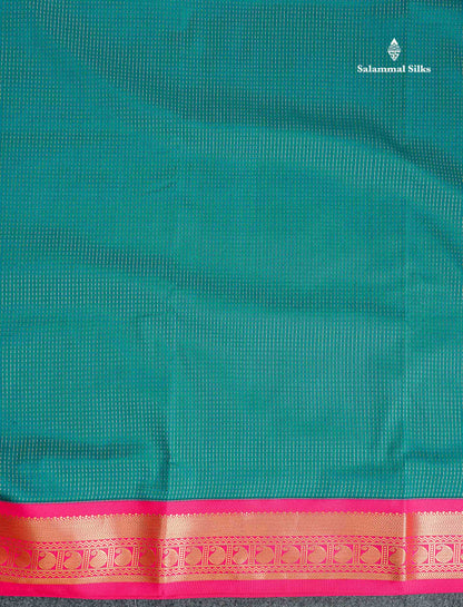 Semi Silk Saree - Orange Colour Body With Contrast Bottle Green Border | 9.5 Yards