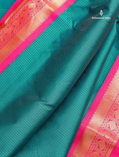 Semi Silk Saree - Orange Colour Body With Contrast Bottle Green Border | 9.5 Yards