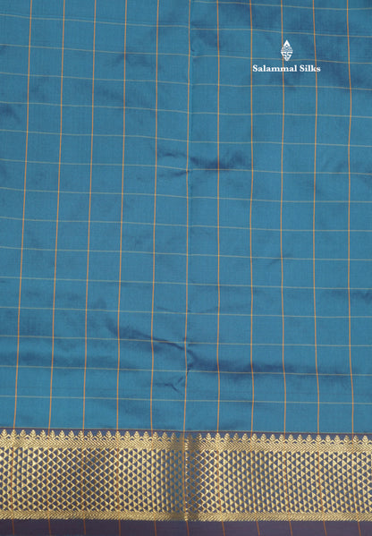 9 Yards Semi Silk Saree Green Colour with Gold Zari Border
