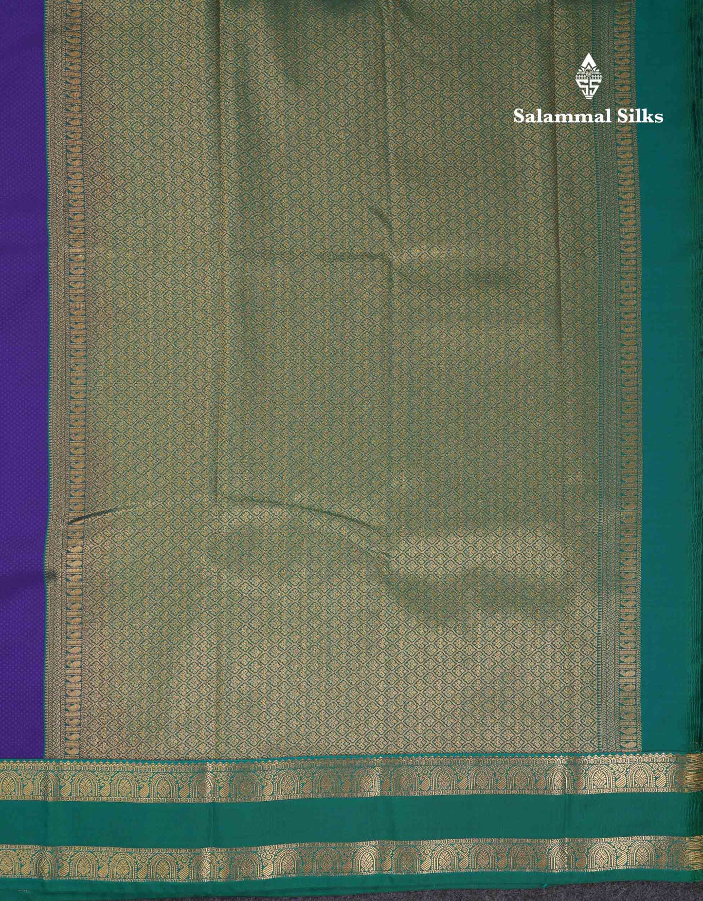 Beautiful Violet Semi Silk Saree With Teal Green Traditional Korvai Double Border