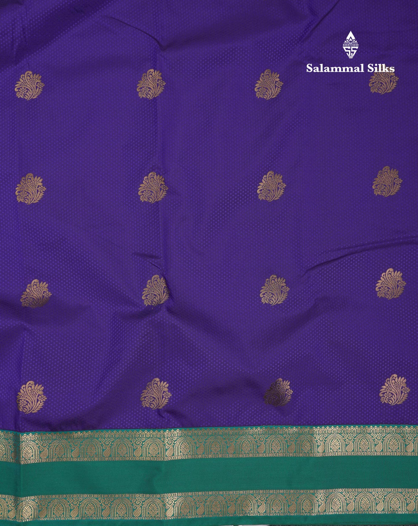 Beautiful Violet Semi Silk Saree With Teal Green Traditional Korvai Double Border