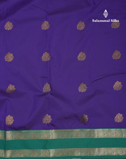 Beautiful Violet Semi Silk Saree With Teal Green Traditional Korvai Double Border