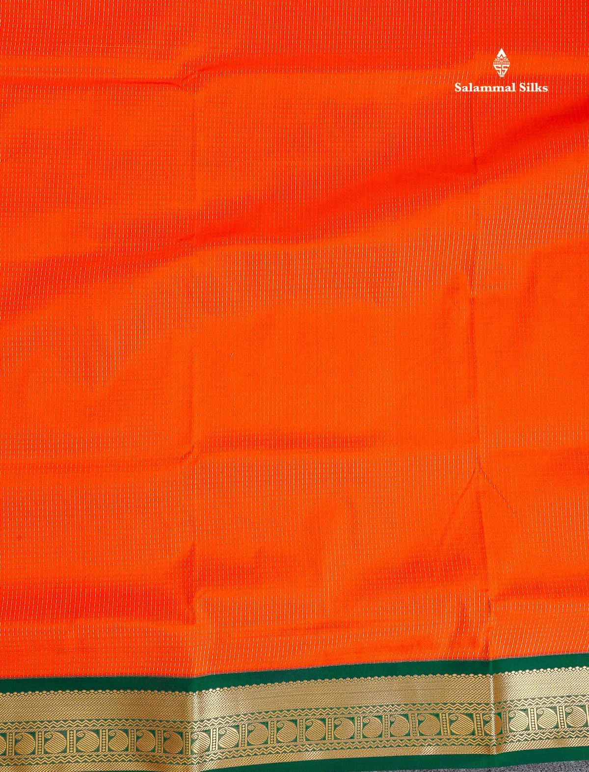Semi Silk Saree - Orange Colour Body With Contrast Bottle Green Border | 9.5 Yards
