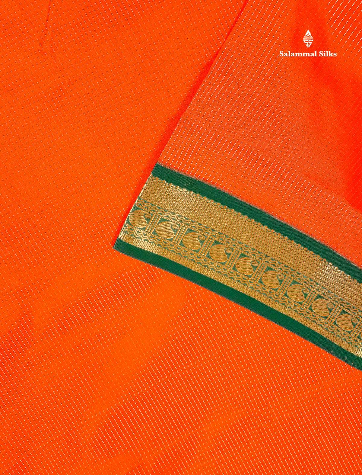 Semi Silk Saree - Orange Colour Body With Contrast Bottle Green Border | 9.5 Yards