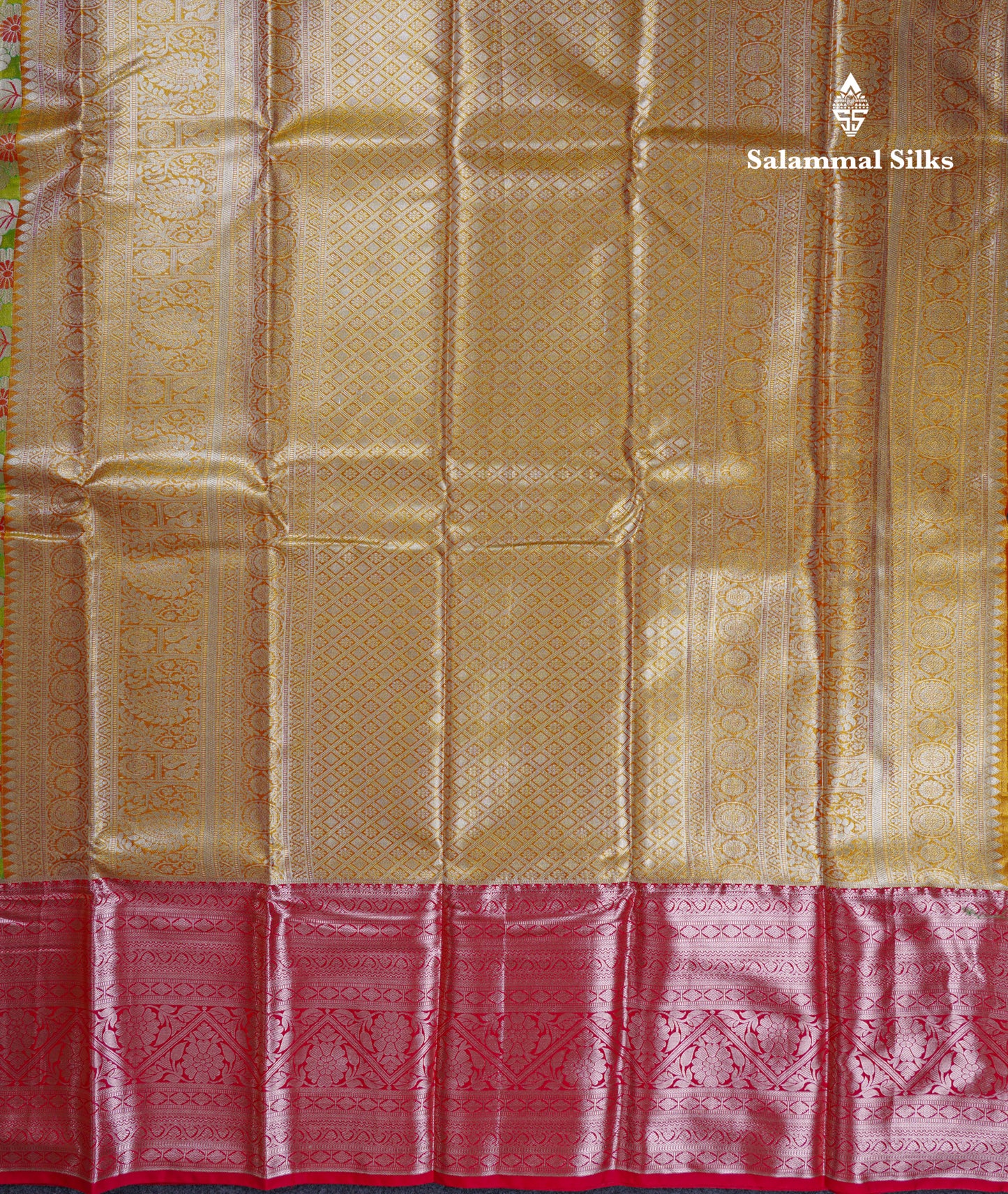 Beautiful Parrot Green Tissue Bridal Semi Silk Saree With Contrast Pinkish Red Traditional Evening Morning Border