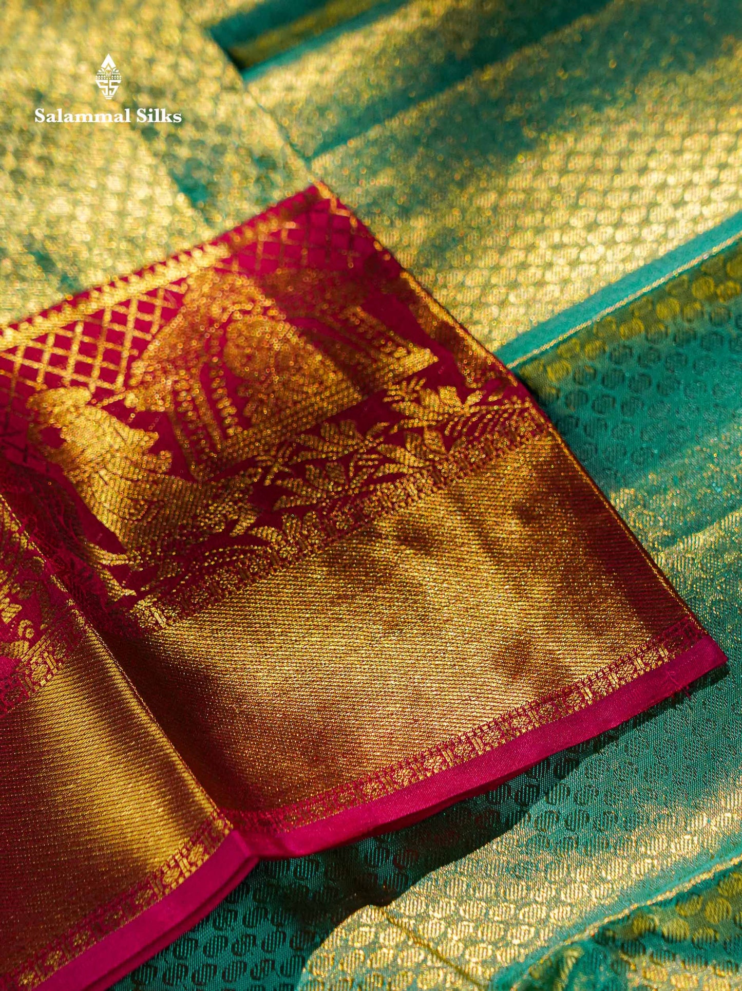 Beautiful Rexona Green Tissue Bridal Pure Kanjivaram Silk Saree With Contrast Rani Pink Traditional Evening Morning Pallaku Border