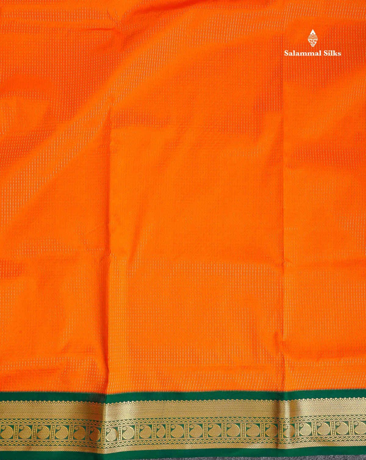 Semi Silk Saree - Orange Colour Body With Contrast Bottle Green Border | 9.5 Yards