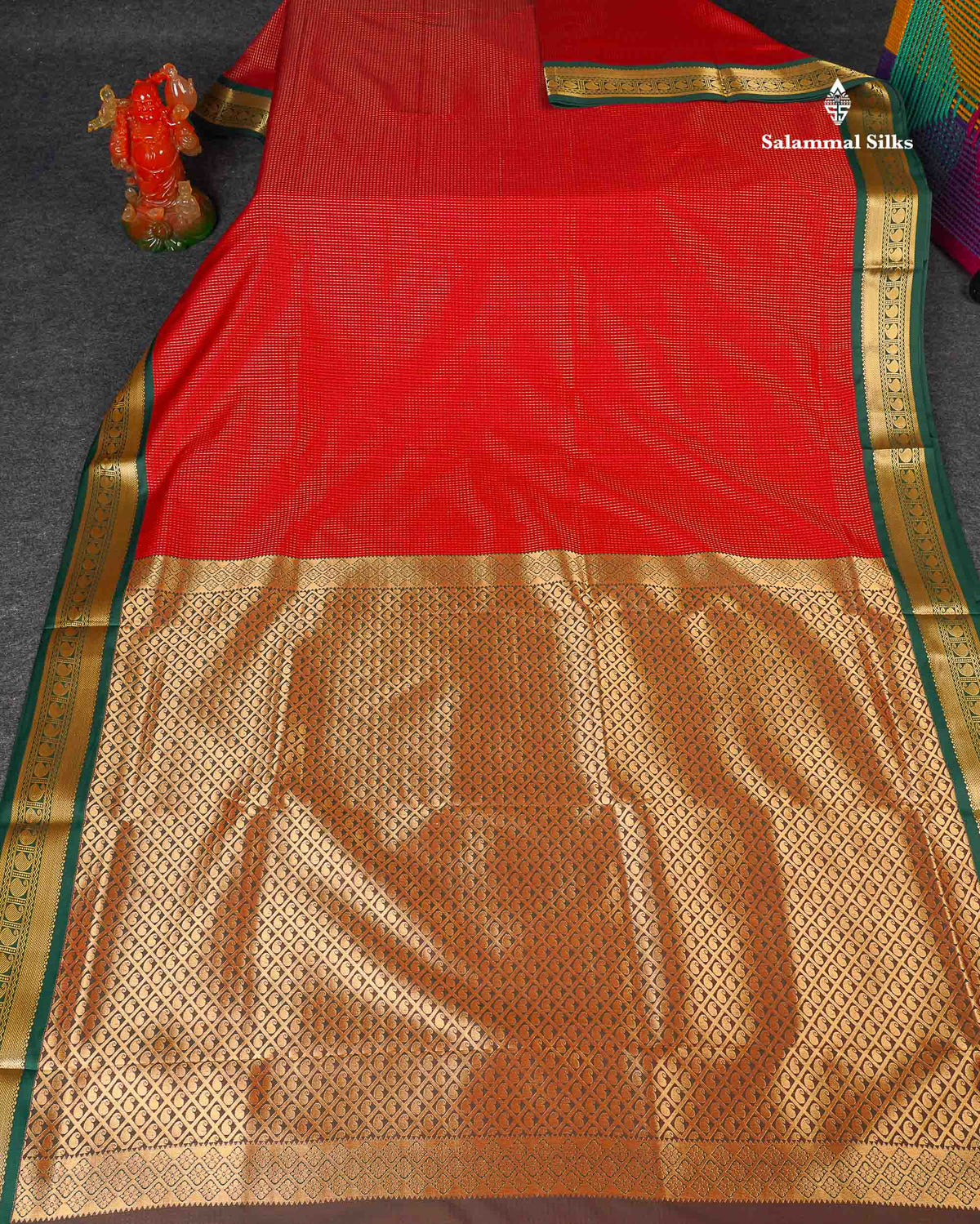 Semi Silk Saree - Maroon Colour Body With Contrast Bottle Green Border | 9.5 Yards