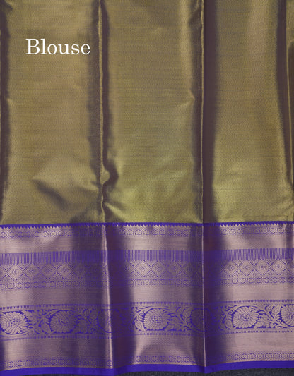 Beautiful Orange Tissue Bridal Semi Silk Saree With Contrast Violet Traditional Evening Morning Border