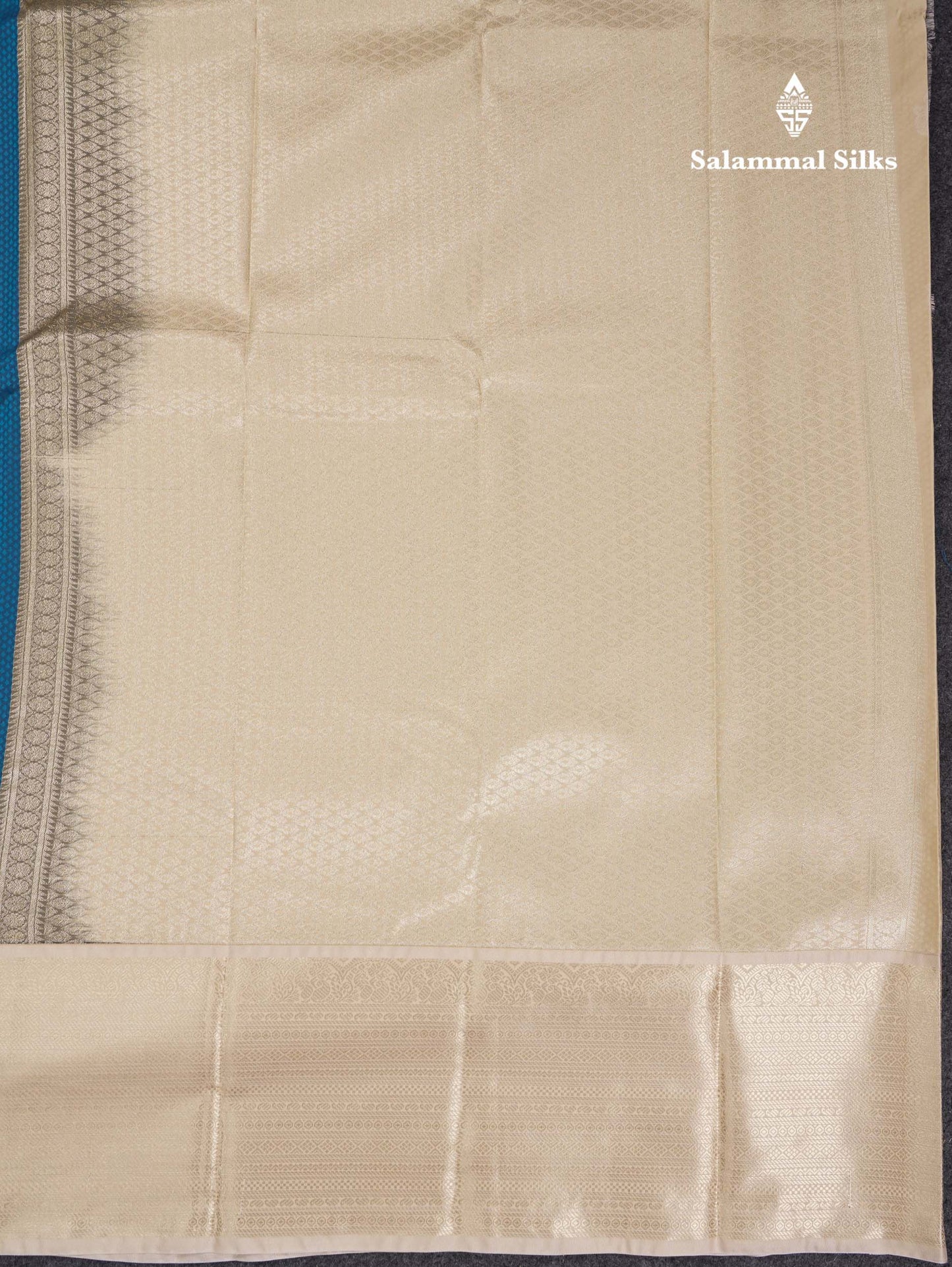 Beautiful Peacock Blue Emboss Design Semi Silk Saree With Cream Traditional Evening Morning Border