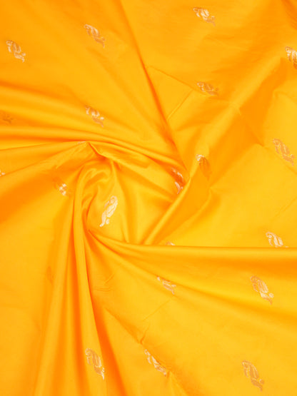 9.5 Yards Semi Silk Saree Yellow with Contrast Maroon Traditional Rettapet Border