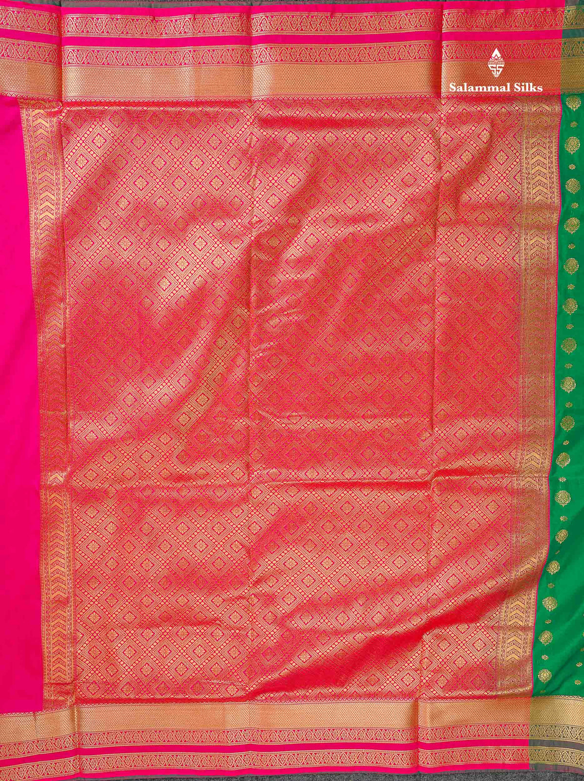 Semi Silk Saree - Bottle Green Colour Body Zari Butta With Traditional Border | 9.5 Yards