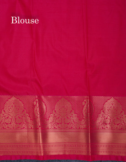 Beautiful Navy Blue Bridal Semi Silk Saree With Contrast Pink Traditional Evening Morning Border