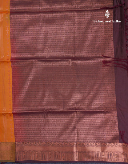 Beautiful Light Grey Semi Soft Silk Saree With Contrast Dark Brown Blouse